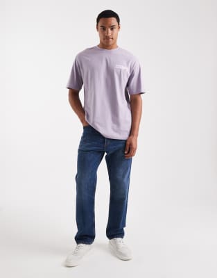 Only & Sons Relaxed Fit T-shirt With Lisbon Back Print In Purple