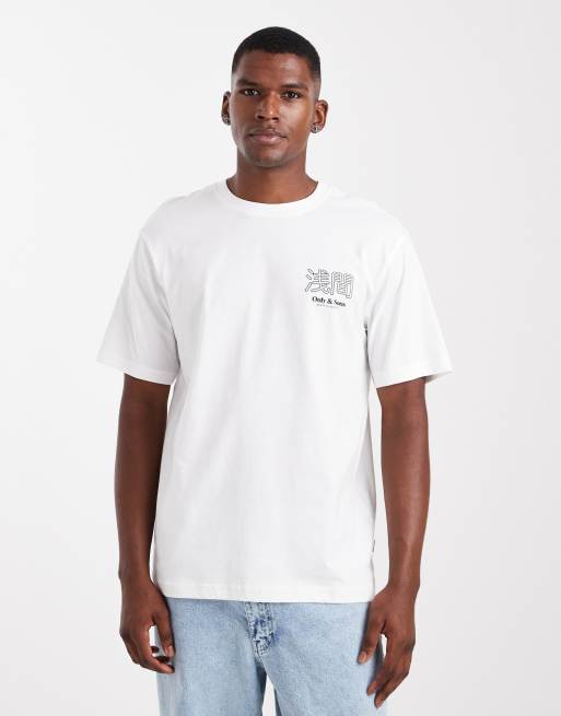 ONLY & SONS relaxed fit T-shirt with mountain view back print in white, 3 of 5