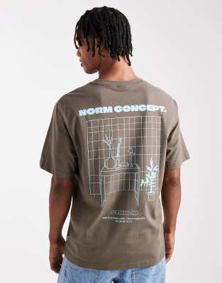 Only & Sons Relaxed Fit T-shirt With Norm Concept Print In Brown