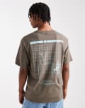 [ONLY & SONS] ONLY & SONS relaxed fit t-shirt with norm concept print in brown M Major brown