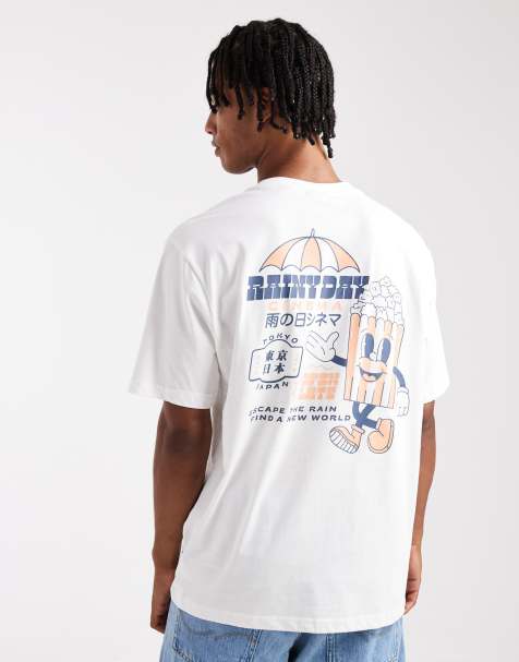 ONLY & SONS relaxed fit t-shirt with Rainy Day back print in white - view 1