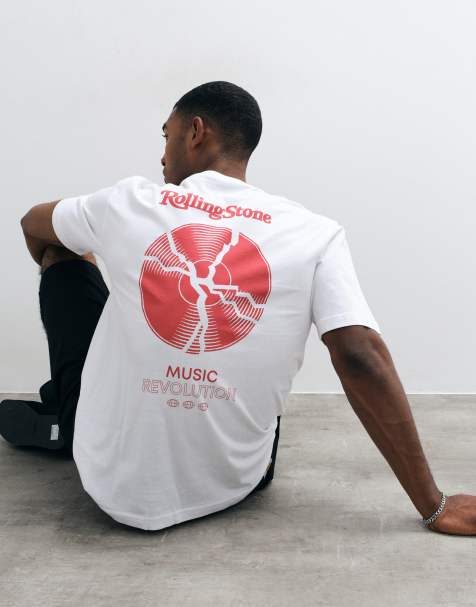 ONLY & SONS relaxed fit t-shirt with Rolling Stone back print in white - view 1