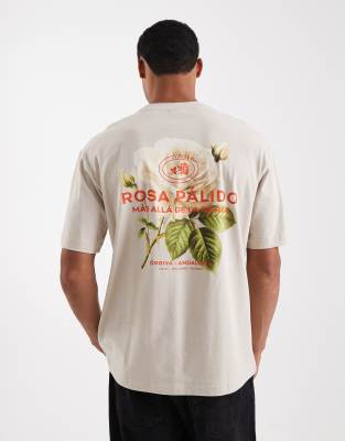 Only & Sons Relaxed Fit T-shirt With Rose Back Print In White