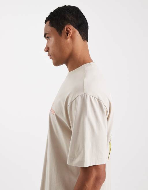 ONLY & SONS relaxed fit t-shirt with rose back print in beige, 5 of 5