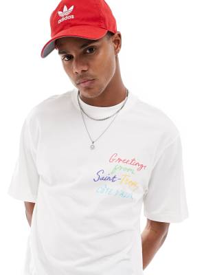 ONLY & SONS ONLY & SONS relaxed fit t-shirt with Saint Tropez pocket print in off white