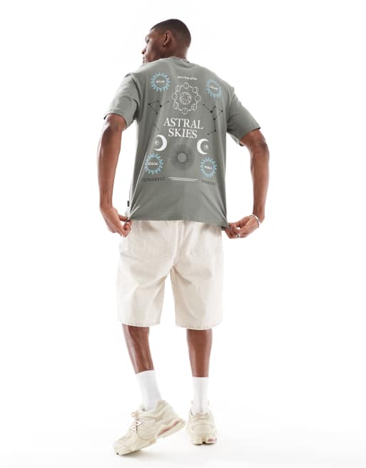 ONLY & SONS relaxed fit T-shirt with solar back print in gray