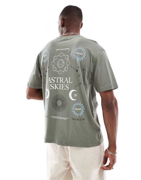 ONLY & SONS relaxed fit t-shirt with solar back print in grey - view 1