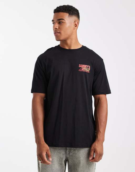 ONLY & SONS relaxed fit t-shirt with Sonny's pizza back print in black, 2 of 5