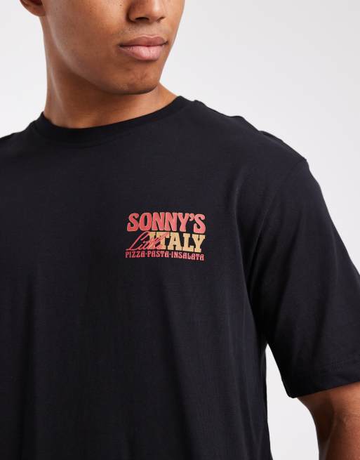 ONLY & SONS relaxed fit t-shirt with Sonny's pizza back print in black, 5 of 5