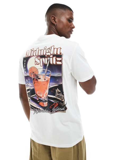 ONLY & SONS relaxed fit t-shirt with spritz back print in white - view 1