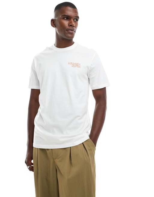 ONLY & SONS relaxed fit t-shirt with spritz back print in white