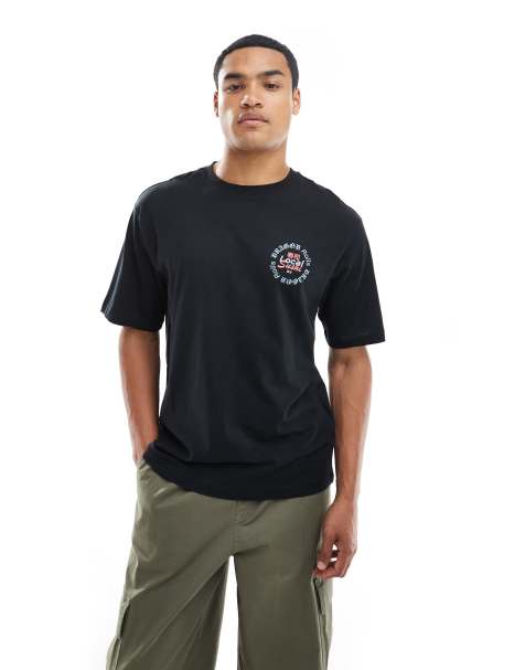ONLY & SONS relaxed fit t-shirt with sushi back print in black - view 1
