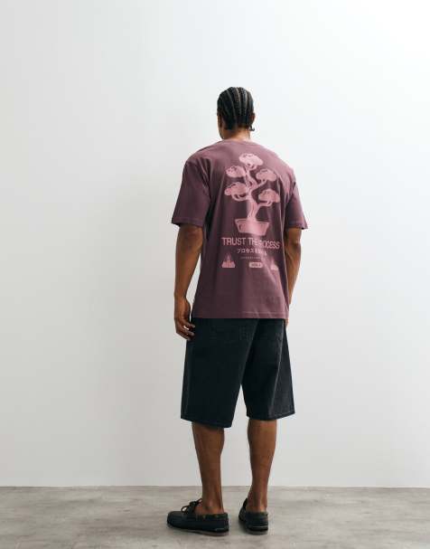 ONLY & SONS relaxed fit T-shirt with Trust the Process back print in mauve - view 1