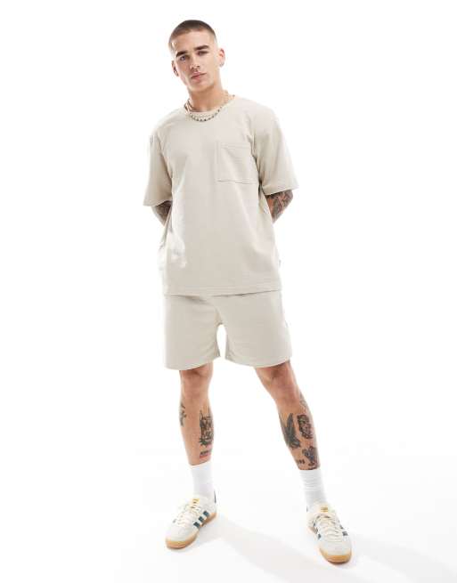 ONLY & SONS relaxed fit textured t-shirt in beige - part of a set, 2 of 4
