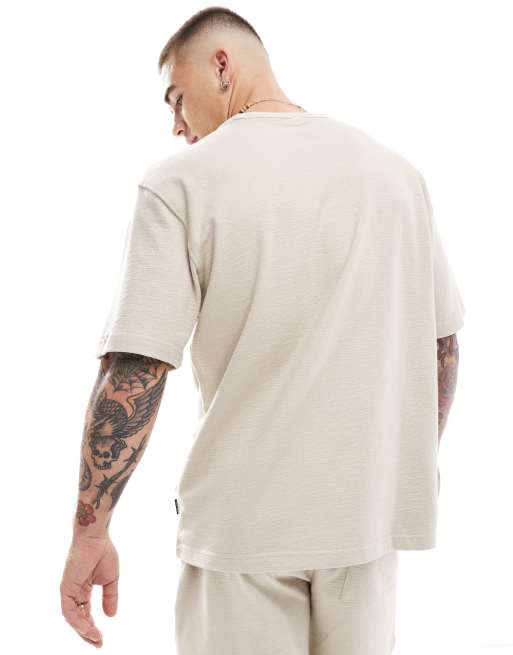 ONLY & SONS relaxed fit textured t-shirt in beige - part of a set, 3 of 4