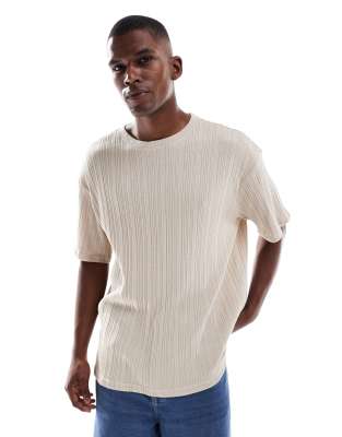 Only & Sons Relaxed Fit Textured T-shirt In White