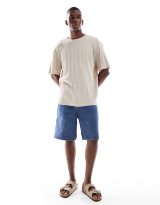 Only & Sons Relaxed Fit Textured T-shirt In Neutral