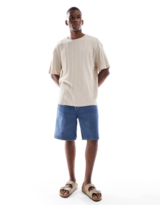 ONLY & SONS relaxed fit textured t-shirt in beige, 2 of 5