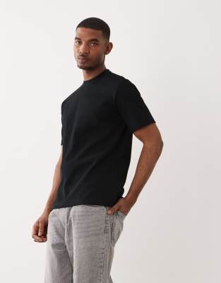 ONLY & SONS relaxed fit waffle t-shirt in black
