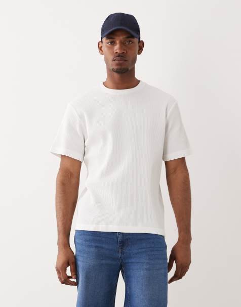 ONLY & SONS relaxed fit waffle t-shirt in white - view 1