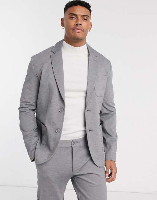 Only & Sons relaxed jersey suit jacket in grey | ASOS