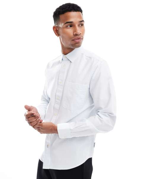 ONLY & SONS relaxed oxford shirt in white stripe - view 1