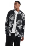 [ONLY & SONS] ONLY & SONS relaxed shirt with grey floral in black L Black