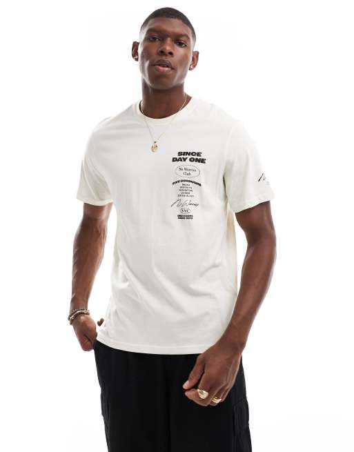 ONLY SONS relaxed t shirt with day one print in cream