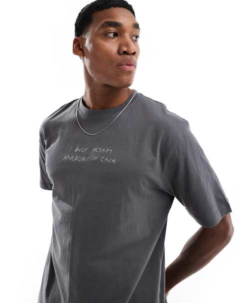 ONLY & SONS relaxed t-shirt with home print in charcoal - view 1