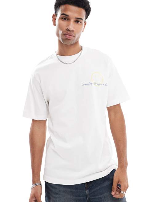 ONLY & SONS relaxed t-shirt with smile print in white, 3 of 4