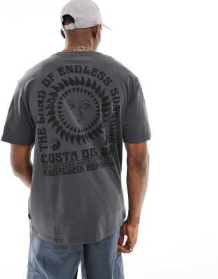 relaxed T-shirt with sun back print in gray