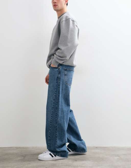 ONLY & SONS Remi wide leg  jeans in mid blue, 2 of 5