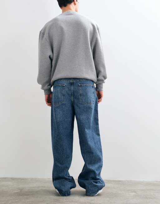 ONLY & SONS Remi wide leg  jeans in mid blue, 3 of 5