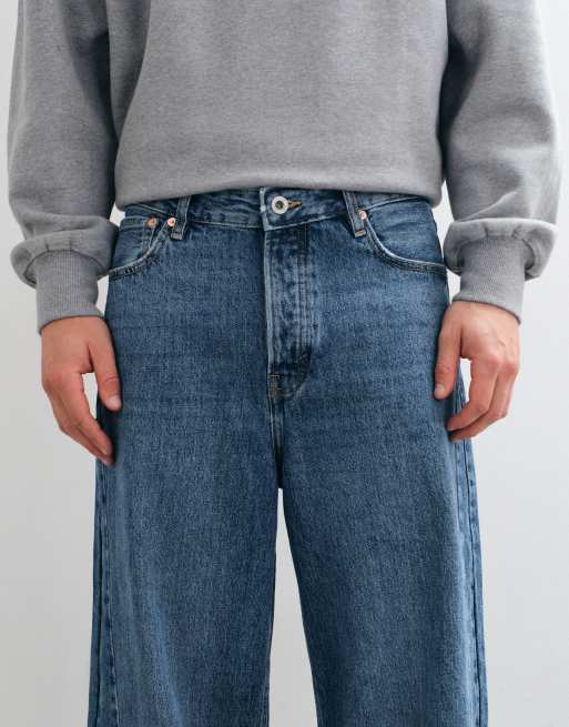 ONLY & SONS Remi wide leg  jeans in mid blue, 4 of 5
