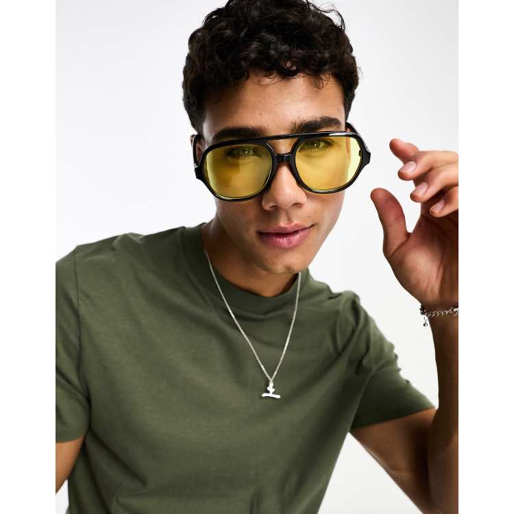 Yellow aviator sunglasses store mens