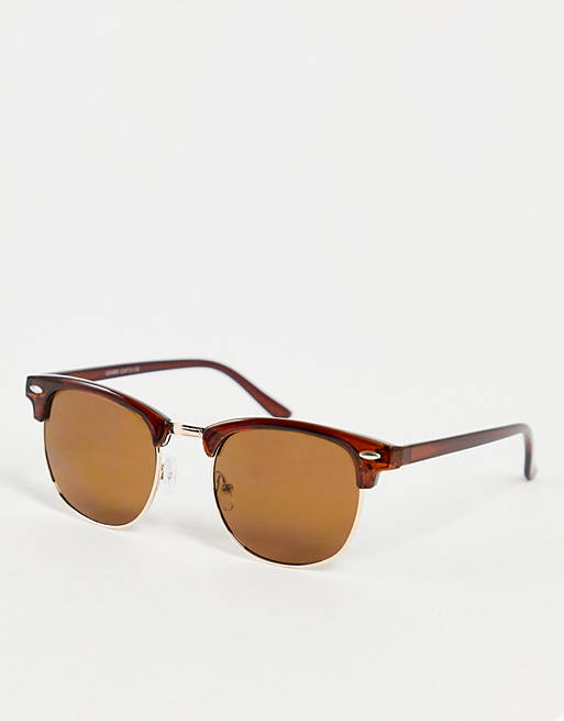 Only & Sons retro frame sunglasses in brown tortoiseshell