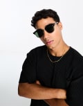 [ONLY & SONS] Only & Sons retro square sunglasses in black-Gold One Size Black