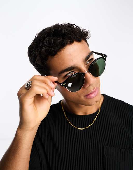 Only & Sons retro square sunglasses in black