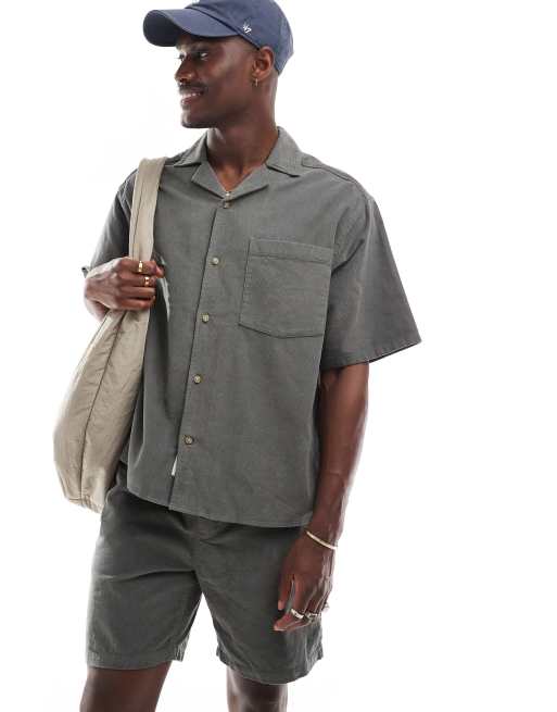 ONLY & SONS revere collar fine cord shirt in grey (part of a set)