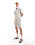 [ONLY & SONS] ONLY & SONS revere collar linen mix shirt in beige stripe (part of a set)-Neutral S Fallen rock