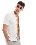 [ONLY & SONS] Only & Sons revere collar open knit shirt in white XL Antique White