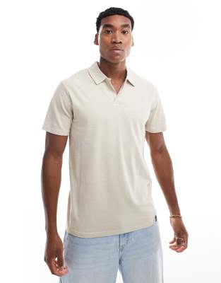 Only & Sons Oversize Textured Revere Polo In White In Neutral