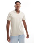 [ONLY & SONS] ONLY & SONS revere collar polo in beige-Neutral 2XL Silver Lining