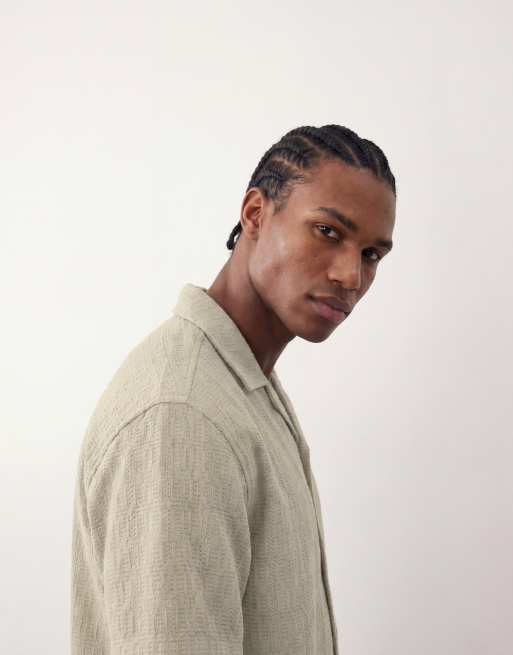 ONLY & SONS revere collar shirt in khaki (part of a set), 4 of 5