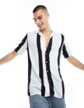 [ONLY & SONS] Only & Sons revere collar shirt in navy stripe S Dark Navy