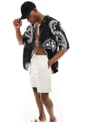Only & Sons Revere Collar Shirt With Paisley Print In Black
