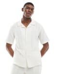 [ONLY & SONS] ONLY & SONS revere collar texture shirt in cream (part of a set)-Neutral XL Egret