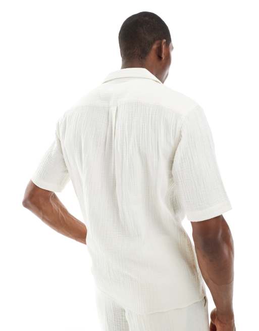 ONLY & SONS revere collar texture shirt in cream (part of a set), 2 of 4