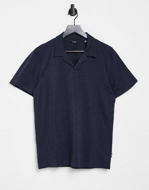 Only & Sons cotton revere jersey polo in navy - NAVY