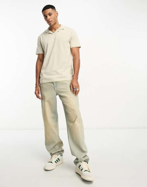ONLY & SONS revere polo in beige, 3 of 4